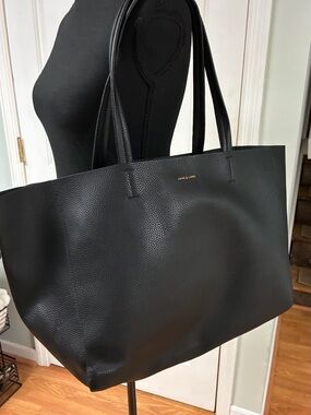 Love & Lore Black Pebbled Vegan Leather Slouchy Tote Bag